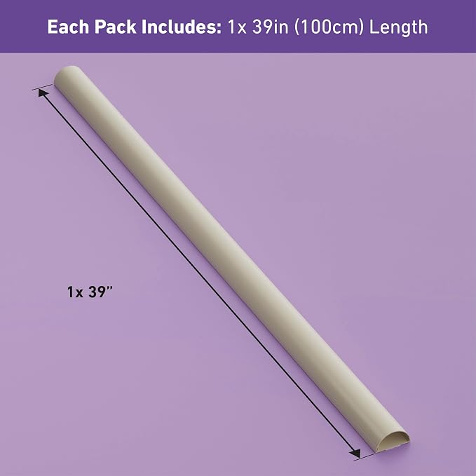 D-Line Half Round Cord Hider, Patented Cable Cover, Hide TV Wall Mount Wires, Raceway for Cords, Decorative Wire Covers, Paintable, Adhesive Cable Concealer, 2in W x 1in H x 39in L, Beige
