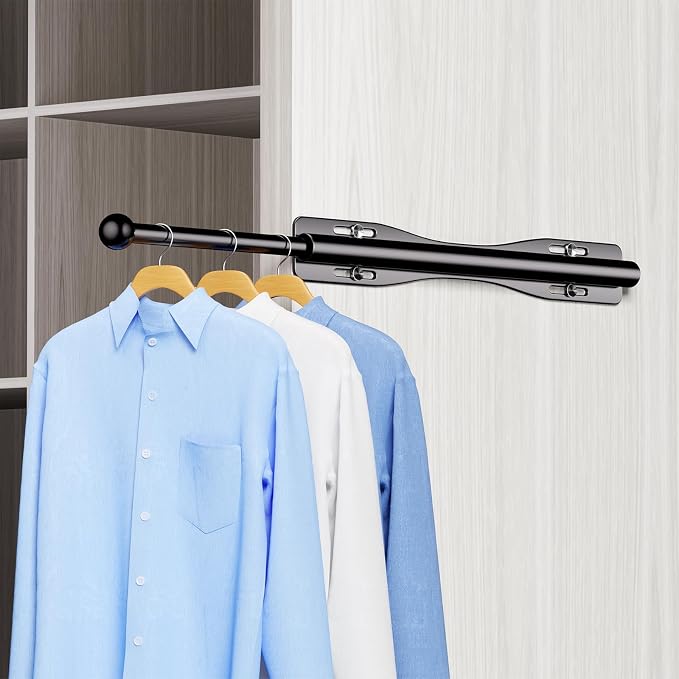13" Valet Rod For Closet Pull Out Adjustable For Closet,2 Pack Black | 13" pull-out valet rod provides convenient hanging space for clothes in closets, bedrooms and laundry rooms.