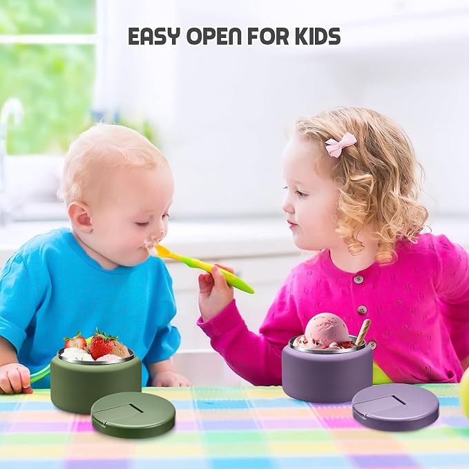 BOSEDSANG 13.5oz Soup Thermo for Hot Food Kids with Buckle Lid Insulated Vacuum Food Jar Wide Mouth Leakproof Stainless Steel Lunch Container -Purple