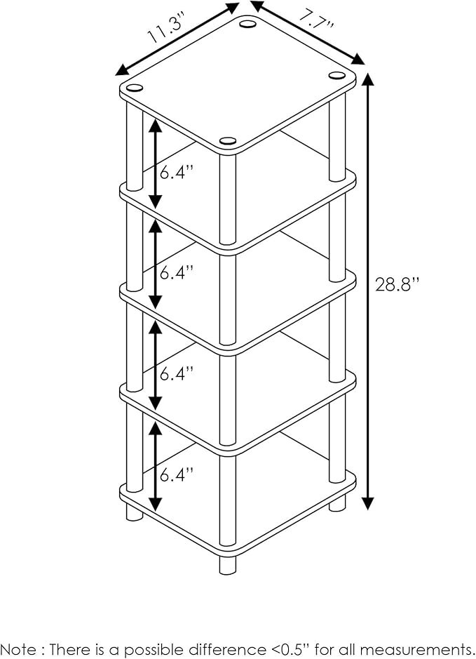 FURINNO Turn-N-Tube 4-Bins System Rack, Columbia Walnut/Black/Dark Brown
