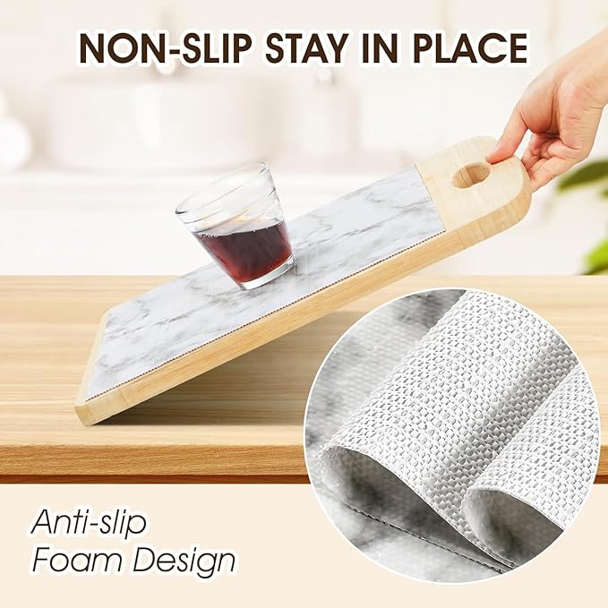 Coavas Shelf and Drawer Liner, Non Slip Extra Grip Non Adhesive Waterproof Thickened Cabinet Mat, Easy Cut for Kitchen Pantry Bathroom Dresser Cupboard (Marble, 12IN x 30FT)