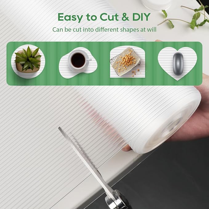 Anoak Shelf Liner Cabinet Liner, Non Adhesive Drawer Liner, Washable 12 Inch x 20 FT x 2Rolls Waterproof Durable Non-Slip Shelf Liner for Kitchen, Drawer, Refrigerator Stripe Clear