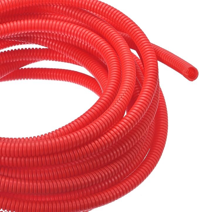 DMiotech 25ft Wire Loom Split Tubing 1/4 Inch(7 Mm) ID, Cord Protectors from Pet Flexible Conduit Cable Management for Office, Home, Garden, Red