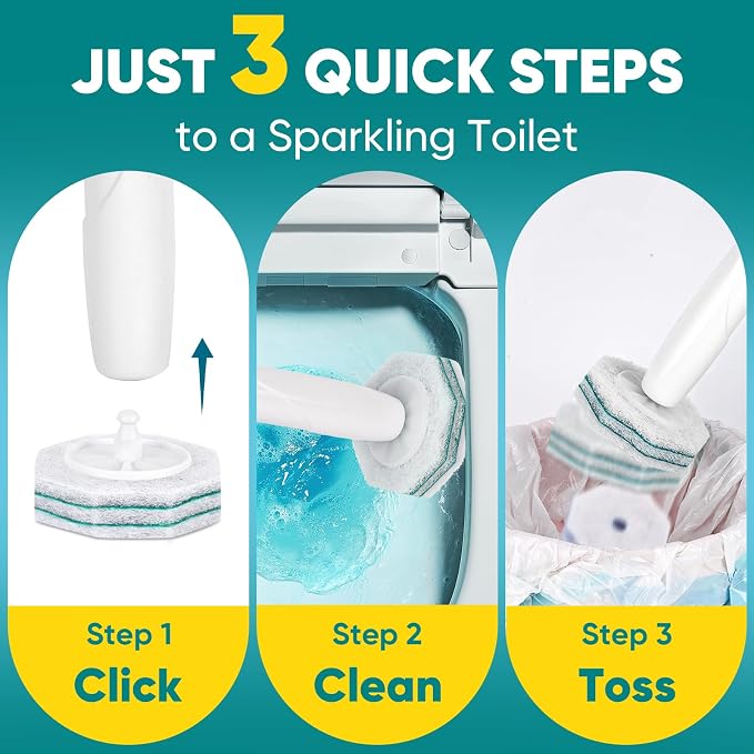 Aromative Toilet Brush Refills, Double-Layer Cleaning Pads Added, Compatible with Most Toilet Brushes，Lemon, Blue Ocean, Lavender（Patented）