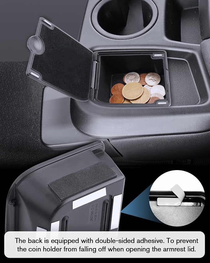 For Center Console Organizer Tray Coin Box Non-Dropping Design Compatible with 2019-2026 Chevy Silverado 1500& 2020-2026 Silverado 2500HD 3500HD (Split-Bench Folding Seat) ABS Materials