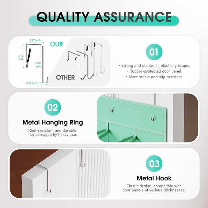 WVM Over the Door Shoe Organizer with 35 Breathable Mesh Pockets, Hanging Shoe Organizer for Door with 4 Metal Hooks, Large Capacity Closet Storage for Shoes, Accessories