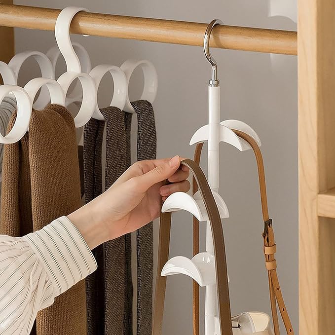Purse Hanger for Closet, 360 Rotating Handbag Hanging Hook Bag Storage Space Saver with 4 Hooks, Hanging Storage Organizer for Storing Purses, Backpacks...