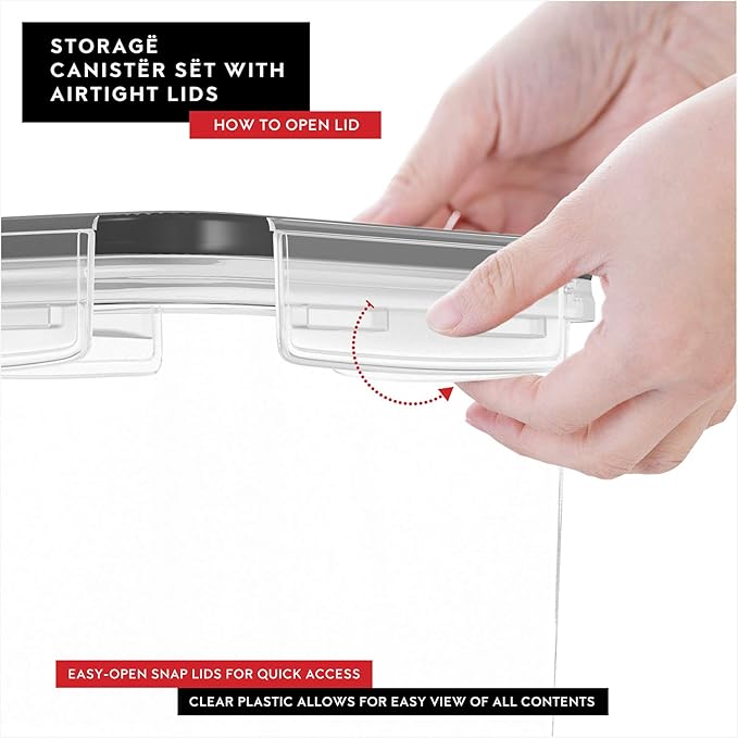 DWËLLZA KITCHEN Airtight 4 Pc Cereal Storage Containers - 14PC Kitchen Pantry Organization and Storage - BPA-Free Clear 8 1.4L Containers with Lids