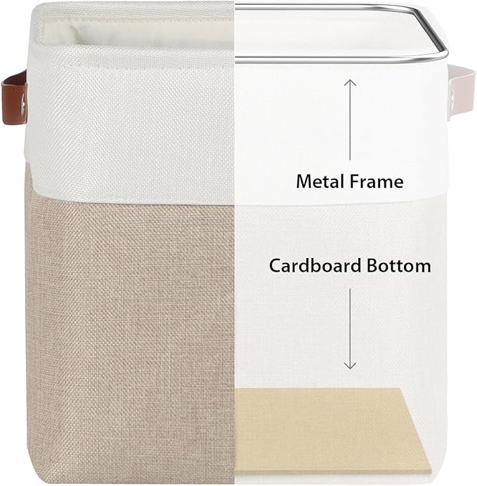 Fabric Storage Cubes 10.5x10.5x11in, Cube Storage Bins Organizers | Small storage cubes, Foldable Storage Basket, For Shelves Closet Organizers, with PU Leather Handle, 6 Pack, Beige