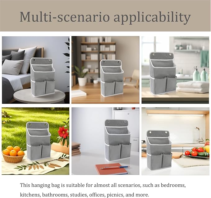 Hanging Storage Organizer, Over The Door Hanging Bags/Wall Baskets Storage with Pockets for Home, RV, Office and More (1, Grey)