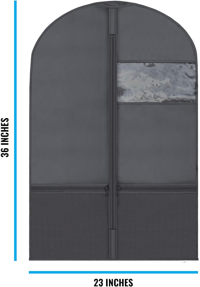 Plixio 36" Kids Garment Bags for Dance Costumes Children Hanging Clothes, Uniform, Suits, Girls Dress Recital Outfit Organizer Dance Garment Bags For Dancers with Zippered Pockets (6 Pack :36", Black)