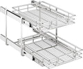 2-Tier Kitchen Cabinet Pull Out Shelf and Drawer Organizer Slide Out Pantry Storaqe Basket in Multiple Sizes (15" W x18 D)
