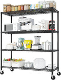 Karl home Heavy Duty 4-Tier Storage Shelving, Black Adjustable Metal Rack | 2500LBS Capacity Wire Storage Shelving Unit, 75.59"H x 55.12"W x 23.62"D, Multipurpose Organizer for Garage, Kitchen