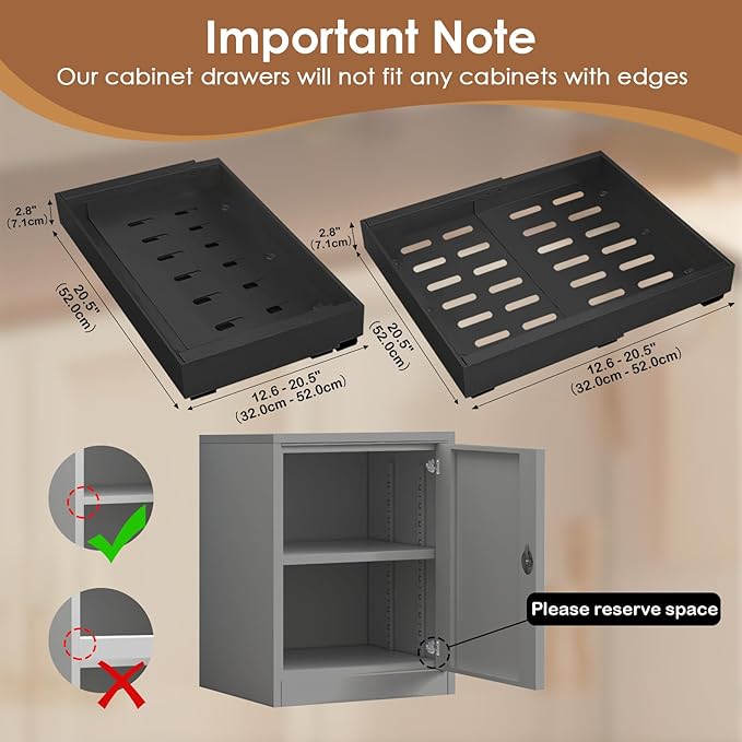 THMINS Expandable Pull Out Cabinet Organizer, 21" Deep Expandable (12.6" - 20.5") 3 Heavy Duty Slide Drawers Pull Out Drawers for Kitchen Storage Cabinet (Black)