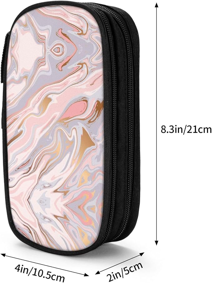 Perinsto Liquid Marble Texture Pencil Case Big Capacity Multi Compartment Stationery Box Pencil Pouch Holder Desk Organizer For School Office Home