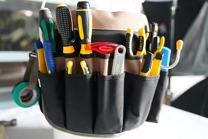 MELOTOUGH Bucket Tool Organizer With 35 Pockets Fits to 3.5-5 Gallon Bucket (Khaki)