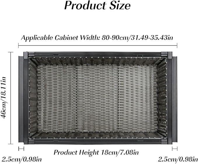 Pull Out Drawer Organizer Containers,Basket Storage Rack for Stackable Clothes,Slide Out Pantry Shelves,Can Store Office Supplies Clothes and Tableware(31.49-35.43in)