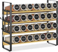 EsLuker.ly Spice Seasoning Rack Organizer Kitchen Countertop, 4 Tier Bamboo Spice Shelf Holder Storage with 4 Hooks, Wall Mounted Freestanding Stand for Pantry, Quick Spice Access(Jars Not Included)