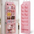 HOMELUX THEORY 8 Tier Hanging Shoe Organizer for Closet, Over the Door Shoe Organizer with Deep 120D Extra Thick Pockets, Shoe Rack for Closet & Entryway, with 6 Side Pockets for Boots (Pink)