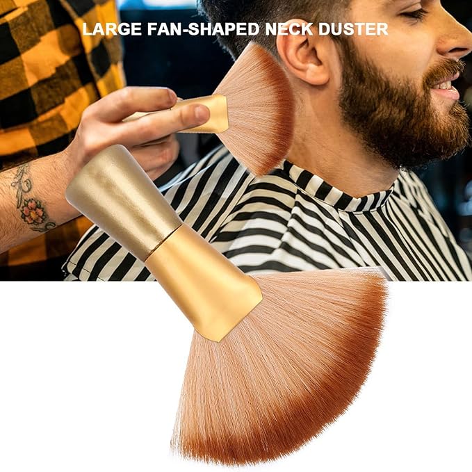 Soft Fan-Shaped Neck Duster Brush, Large Sweep Hair and Face Cleaning Brush for Salon Stylists and Barbers
