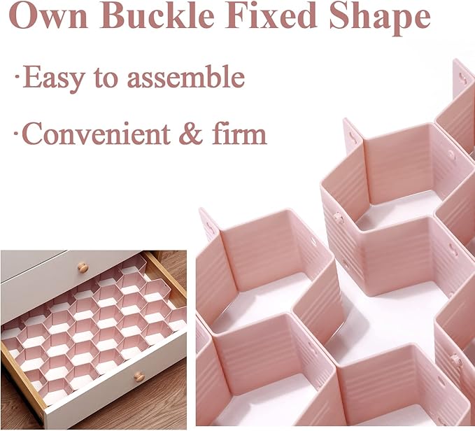 Honeycomb drawer organizer and divider, underwear, socks, tie sorter, office supplies and sundry sorting 32 pieces (White)