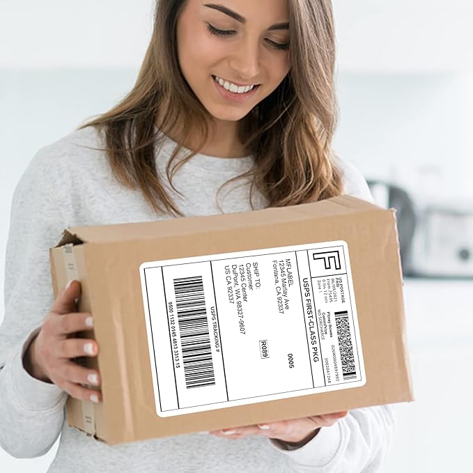 MFLABEL Full Sheet Sticker Labels, Address Labels, White Matte Label Paper, 8-1/2" x 11" Shipping Labels for Laser & Inkjet Printer (250 Labels, 250 Sheets)