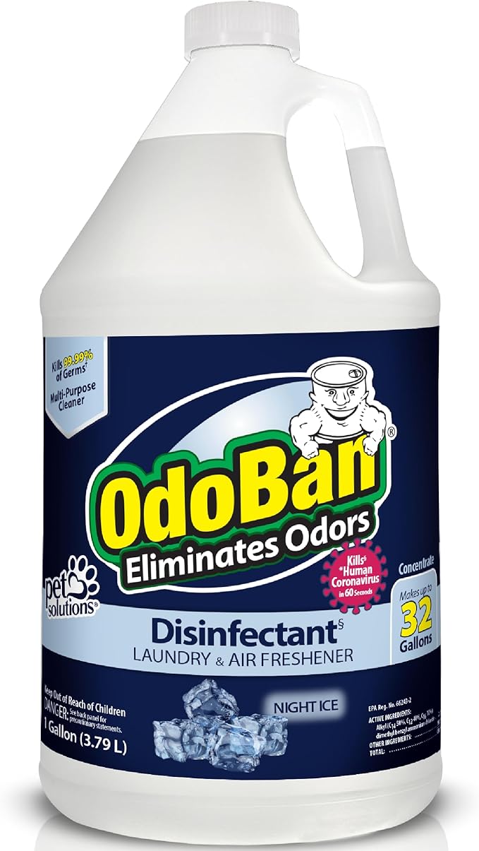 OdoBan Disinfectant Concentrate and Odor Eliminator, Made in the USA, Night Ice Scent, 4 Gallons