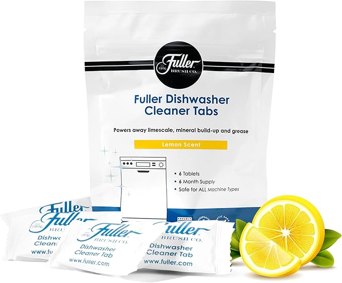 Fuller Dishwasher Cleaner Tabs – Lemon Scent – Eliminates Limescale, Grease & Odors – Septic Safe, Compatible with All Dishwasher Types – (Pack of 1)