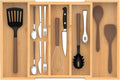 Bamboo Expandable Kitchen Drawer Organizer, 13" to 23" Adjustable Utensils and Cutlery Tray, Wood Drawer Organizer for Silverware Flatware