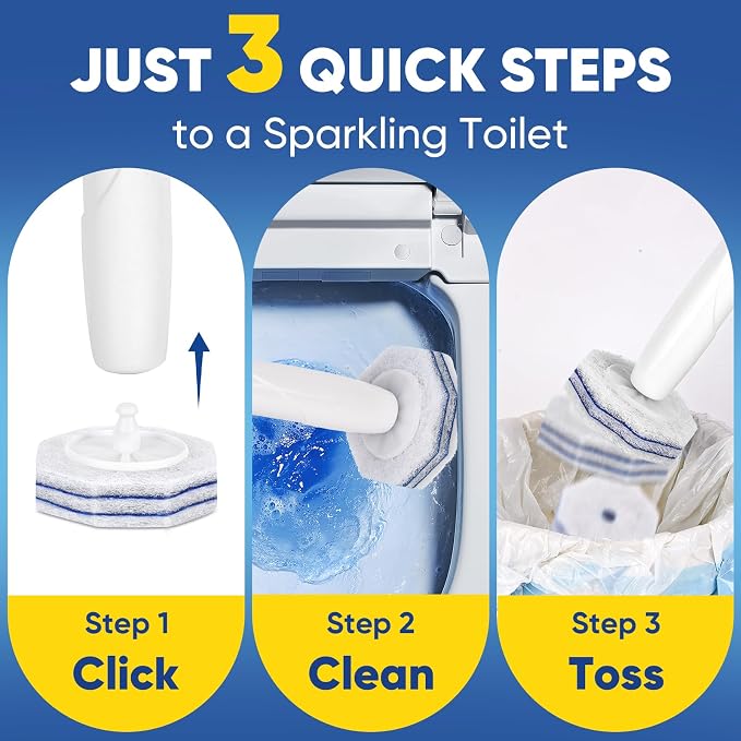 Aromative Toilet Brush Refills, Double-Layer Cleaning Pads Added, Compatible with Most Toilet Brushes，Lemon, Blue Ocean, Lavender（Patented）