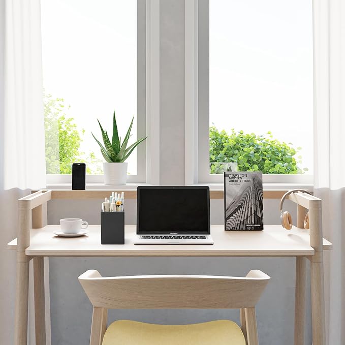 Pen Holder for Desk,Nordic Elegance Square Silicone Pencil Holder Soft Minimalist Desk Pen Cup Stand Waterproof Multifunctional Office Supplies for Home,Kids and School(Black)