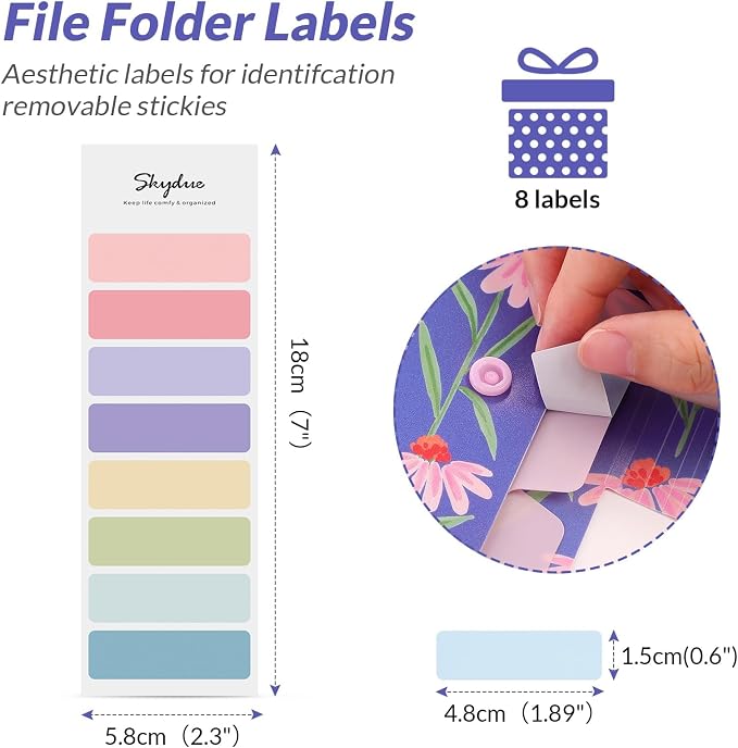 SKYDUE Accordion File Organizer, Floral Expanding File Folders with 5 Pockets, Cute Document Organizer for Paper Storage, School Office & Hospital Supplies Letter/A4 Size Periwinkle Blue