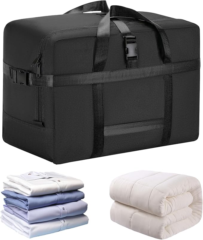 Upgrade Moving Bags Heavy Duty Extra Large, College Packing Bags for Moving Clothes, Moving Supplies & Boxes with Zippers and Handles, Storage Bags Moving Totes Camping Essentials (black, 74L)
