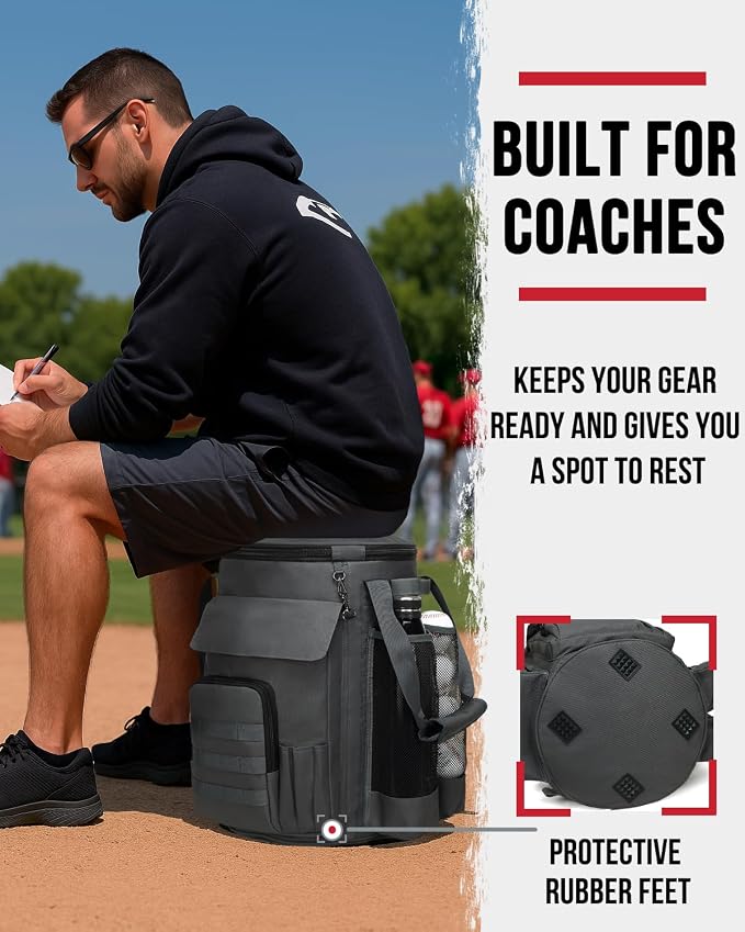 Baseball Bucket Bag, Softball Coaches Bags Fit 6 Gallon Buket, Baseball Coaching Accessories with Multiple Pockets