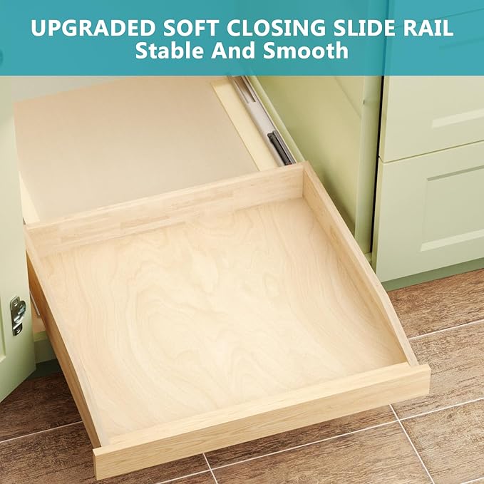 Pull Out Cabinet Drawer 16½” W x 21” D, Soft Close Pull Out Cabinet Organizer, Pull Out Shelves Requires at Least 17½” Cabinet Opening, Bottom Assembly