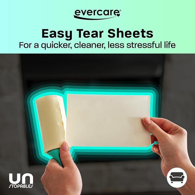 Evercare with Unstopables Fresh Scent All-Purpose Lint Roller, 4-Pack, 50 Layers Per Roller, Total 200 Sticky Sheets, Pet Hair & Lint Remover
