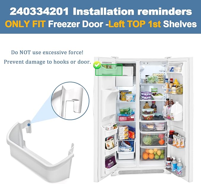 240334201 Refrigerator Door Shelf Bin Compatible with Frigidaire Kenmore BFHS2611LM0 BGHS2634KE2 CRSE263TB0, 240334201 Fridge Door Bin Replace AP2115843 891031 AH429846 240334207 EAP429846 PS429846