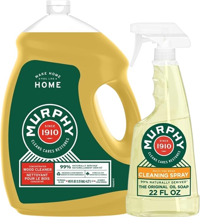 Murphy 145oz Oil Soap Wood Floor Cleaner with 22oz Oil Soap Wood Cleaner | Spray Bottle Oil Soap Wood Cleaner