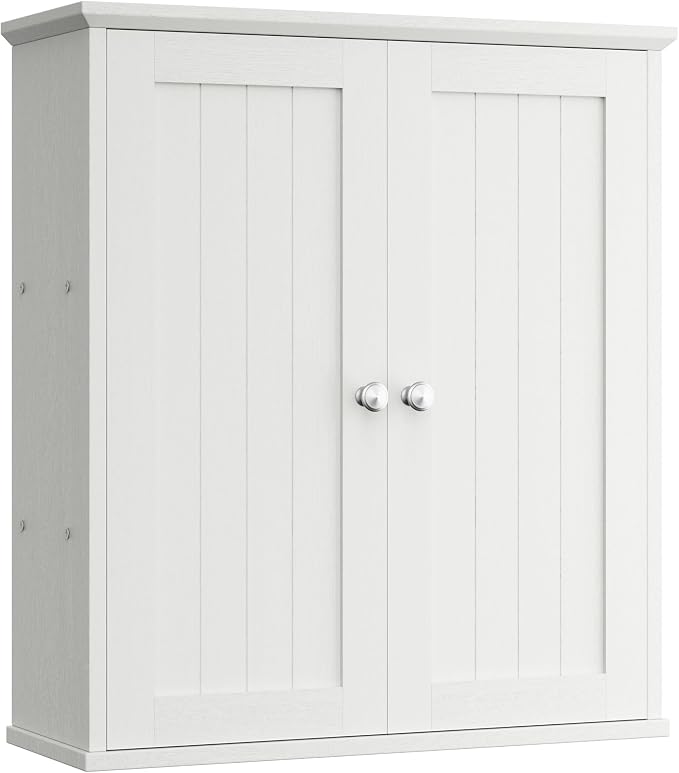 Shintenchi Bathroom Wall Medicine Cabinet with 2 Door, Bathroom Storage Organizer Over The Toilet,Space Saving Storage with 3-Tier Shelves,Solid White