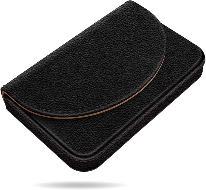 Business Card Holder，PU Leather Business Card Case Color Printing Pattern Card Holder Wallet，Pockets Magnetic Credit Card Holders for Men and Women，Black