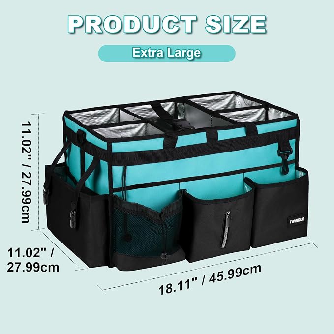Extra-Large Wearable Cleaning Caddy With Detachable Divider,Cleaning Caddy For Cleaning Supplies Large Cleaning Supply Caddy With Adjustable Shoulder Strap & Waist Belt For Cleaners,Mint Green