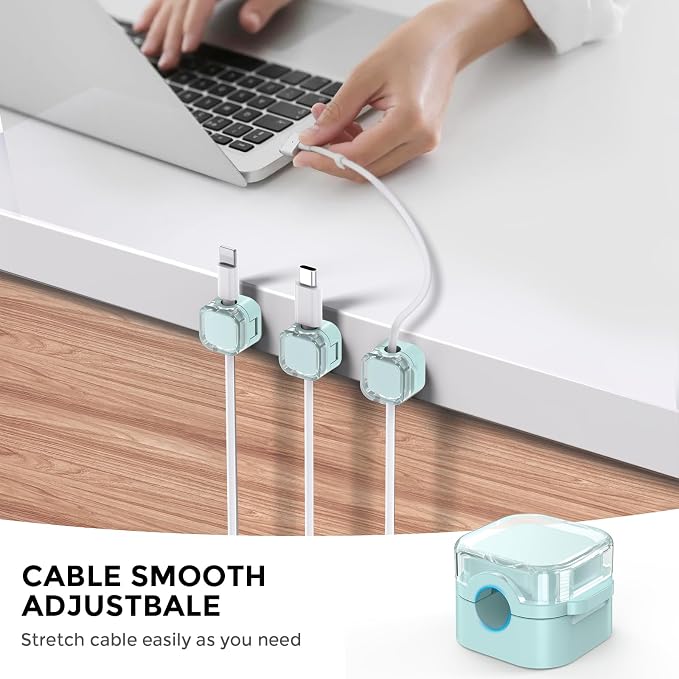 AhaStyle Magnetic Cable Organizer [1s Lock] 6 Pack Cord Holders Cable Clips | Strong Adhesive Hide Cable Cord Keeper Adhesive Wire Organizer Keeper for Nightstand Kitchen Car Office