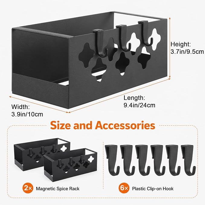 Linidcoud 2 Pack Metal Magnetic Spice Rack Organizer for Pellet Grill Accessories, Outdoor Grill Storage for Most Pellet Smokers, Ironwood Series, Pro Series, Z-Grills, Pit Boss
