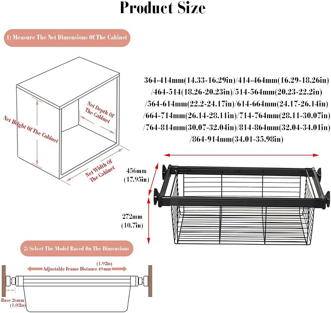 Closet Pull-Out Basket,Stackable Shelf Baskets Organizer,Aluminum Alloy and Stainless Steel Stackable Storage Bins,for Office Bathroom Bedroom(22.2-24.17in)
