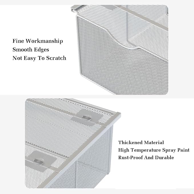 Pull Out Cabinet Storage Basket,Wardrobe Storage Organiser,Storage Under Shelf,No Punching Required,with 4 Hooks,for Kitchen Office Wardrobes Cupboard Storage(Black,37x22x10cm)