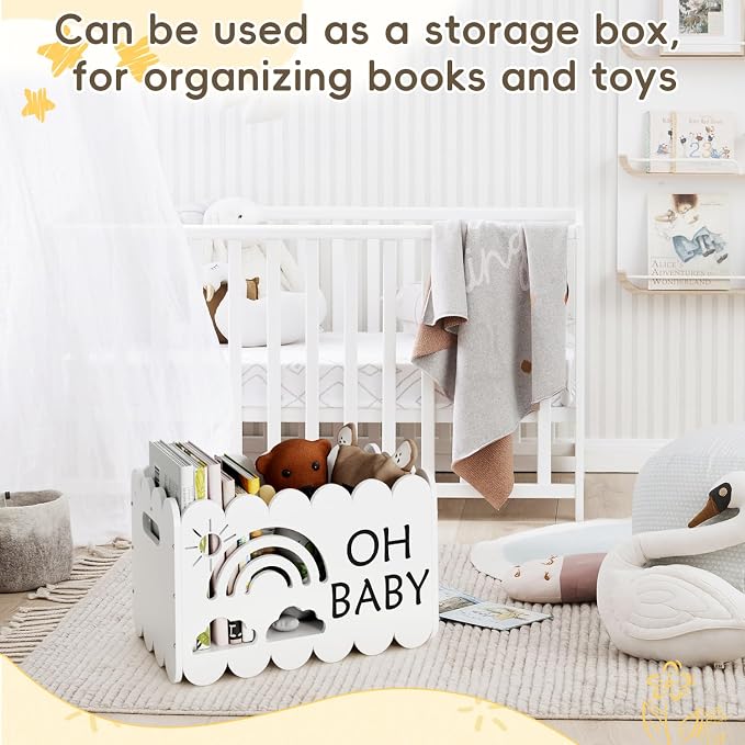 Wooden Baby Shower Crate Closet, Wooden Baby Shower Crate Closet, Boys and Girls for Baby shower wooden Basket Gifts, Welcome baby Gifts, Suitable for Pregnancy Glfts for New Parent (white)