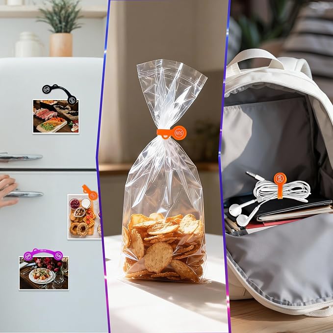 SUNFICON 10 Pack Cable Organizers Clips Earbuds Cords Organizers Magnetic Cable Clips Bookmark Whiteboard Noticeboard Fridge Magnets Cable Manager Keeper Ties for Kitchen Office School Assorted Colors
