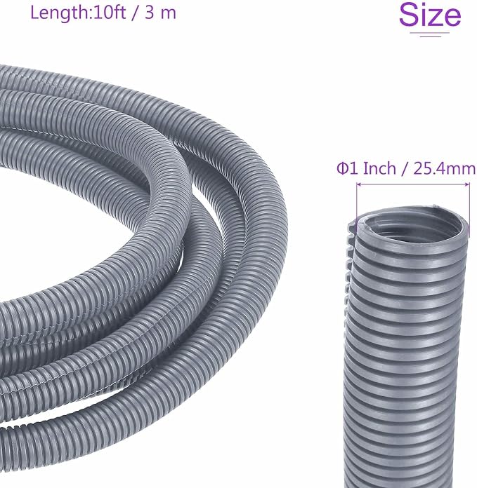 DMiotech 10ft Wire Loom Split Tubing 1 Inch(25.4mm) ID, Cord Protectors from Pet Flexible Conduit Cable Management for Office Home Garden, Gray