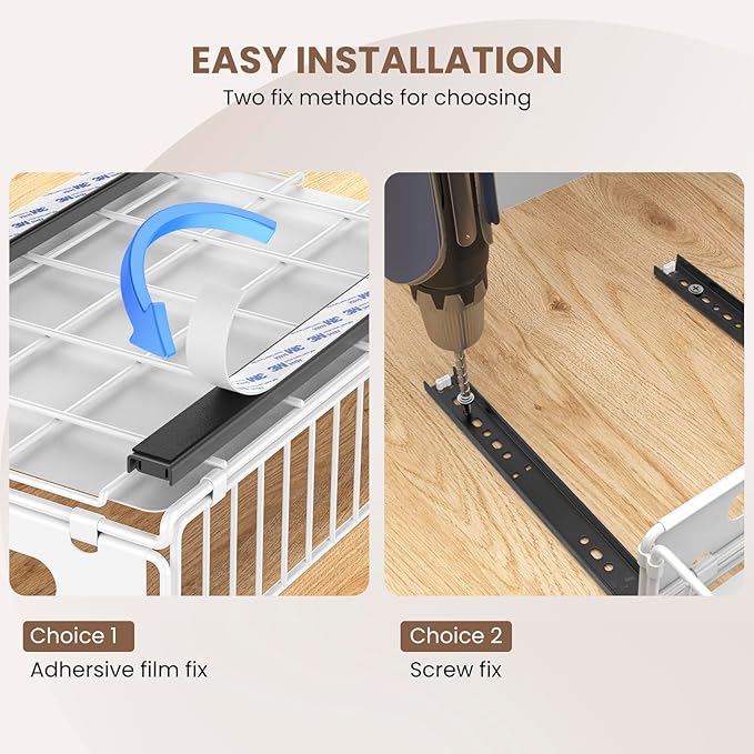 Pull Out Cabinet Organizer, 2 Pack Heavy Duty Slide Out Drawers Pantry Shelves Fixed With Strong Adhesive Glue and Handle for Kitchen, Living Room, Bathroom, Home (14.8" D X 9.6" W X 3.9" H)