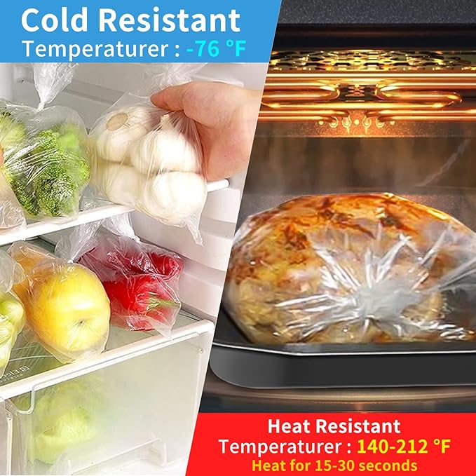 Plastic Produce Bags Roll 10x14 inch, Fresh-Keeping Plastic Bag for Food, Fruit, Vegetable, Bread, Kitchen, freezer, Supermarket, 1 Roll 500 Produce Bags